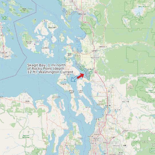 Skagit Bay, 1 mi north of Rocky Point (depth 12 ft), Washington Current map