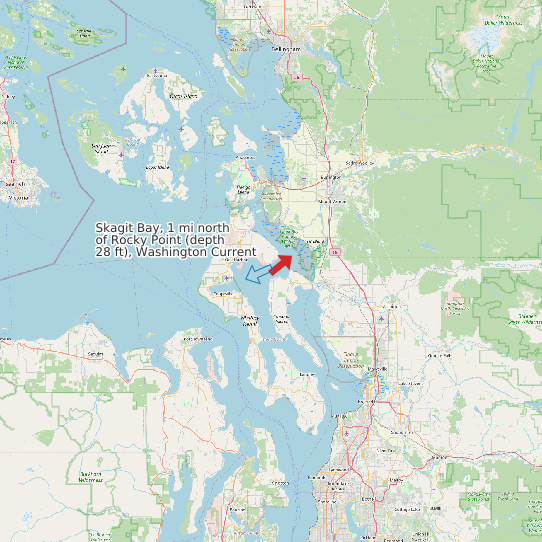 Skagit Bay, 1 mi north of Rocky Point (depth 28 ft), Washington Current map