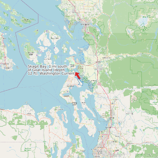 Map of Skagit Bay, 1 mi south of Goat Island (depth 12 ft), Washington Current Prediction Station