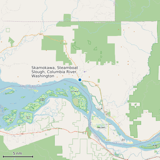 Map of Skamokawa, Steamboat Slough, Columbia River, Washington Tide Prediction Station