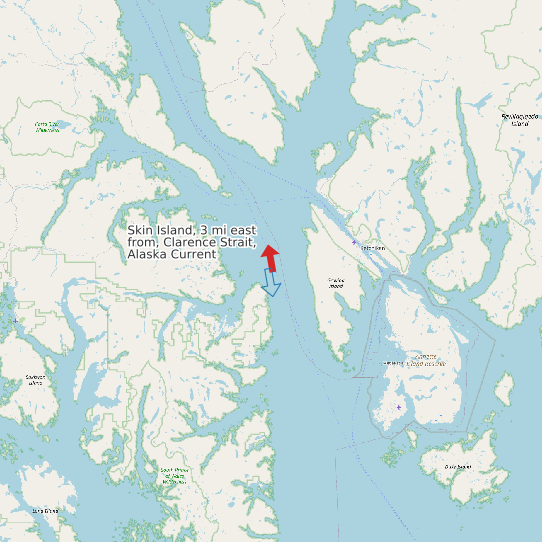 Skin Island, 3 mi east from, Clarence Strait, Alaska Current map
