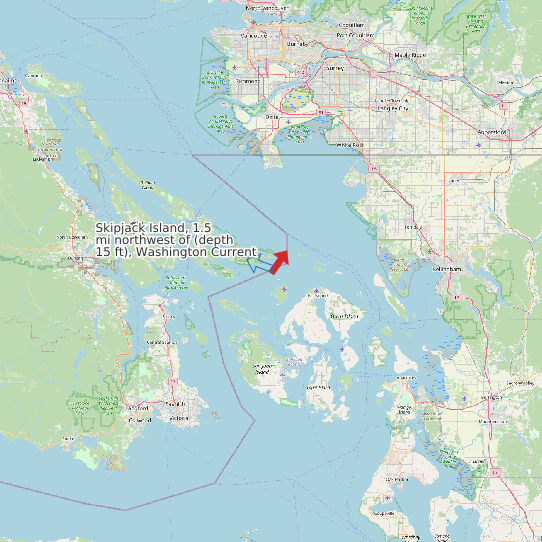 Skipjack Island, 1.5 mi northwest of (depth 15 ft), Washington Current map