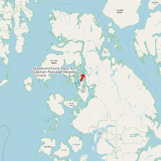Map of Skookumchuck Pass, El Capitan Passage, Alaska Current Prediction Station