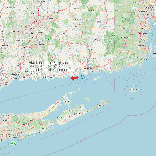 Black Point, 0.8 mi south of (depth 15 ft), Long Island Sound, Connecticut Current map