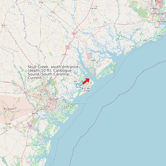 Skull Creek, south entrance (depth 10 ft), Calibogue Sound, South Carolina Current map