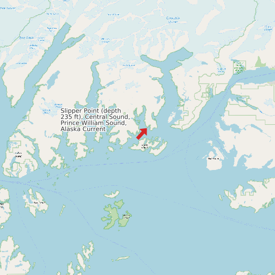 Slipper Point (depth 235 ft), Central Sound, Prince William Sound, Alaska Current map
