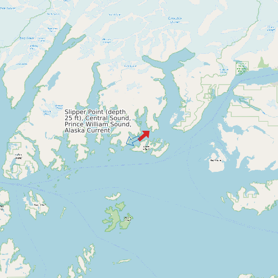 Slipper Point (depth 25 ft), Central Sound, Prince William Sound, Alaska Current map
