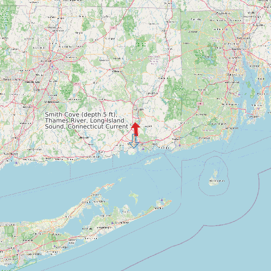 Smith Cove (depth 5 ft), Thames River, Long Island Sound, Connecticut Current map