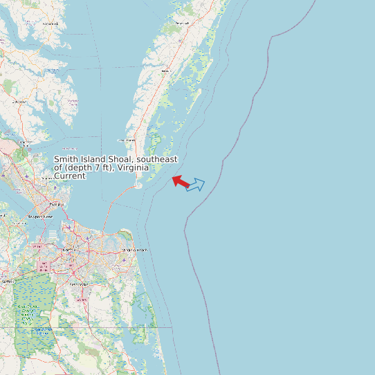 Smith Island Shoal, southeast of (depth 7 ft), Virginia Current map
