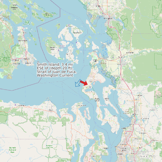 Smith Island, 3.4 mi ESE of (depth 20 ft), Strait of Juan de Fuca, Washington Current map