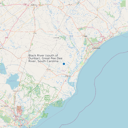 Map of Black River (south of Dunbar), Great Pee Dee River, South Carolina Tide Prediction Station