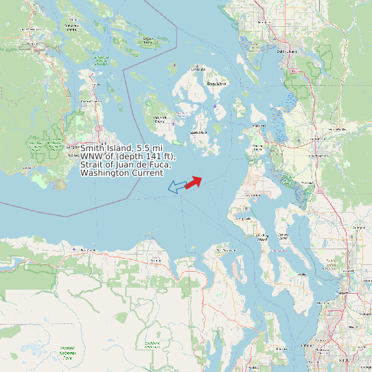 Smith Island, 5.5 mi WNW of (depth 141 ft), Strait of Juan de Fuca, Washington Current map