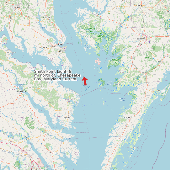 Map of Smith Point Light, 6 mi north of, Chesapeake Bay, Maryland Current Prediction Station
