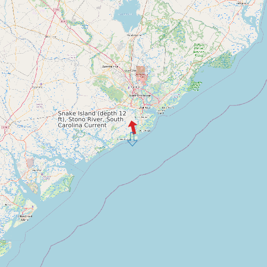 Snake Island (depth 12 ft), Stono River, South Carolina Current map