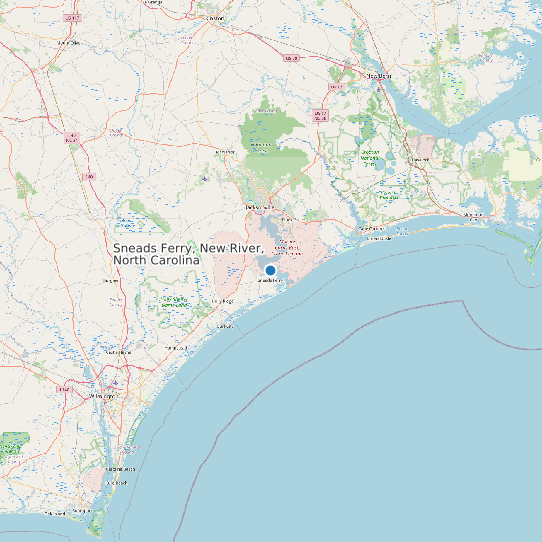 Map of Sneads Ferry, New River, North Carolina Tide Prediction Station