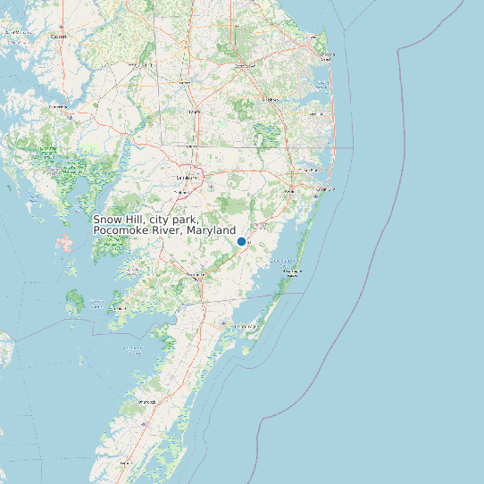 Map of Snow Hill, city park, Pocomoke River, Maryland Tide Prediction Station
