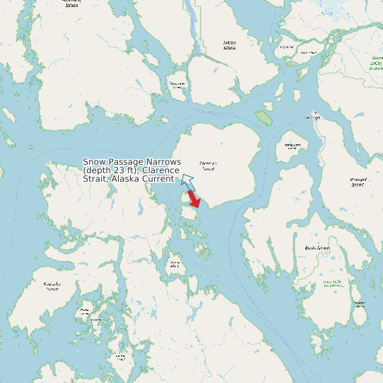 Snow Passage Narrows (depth 23 ft), Clarence Strait, Alaska Current map