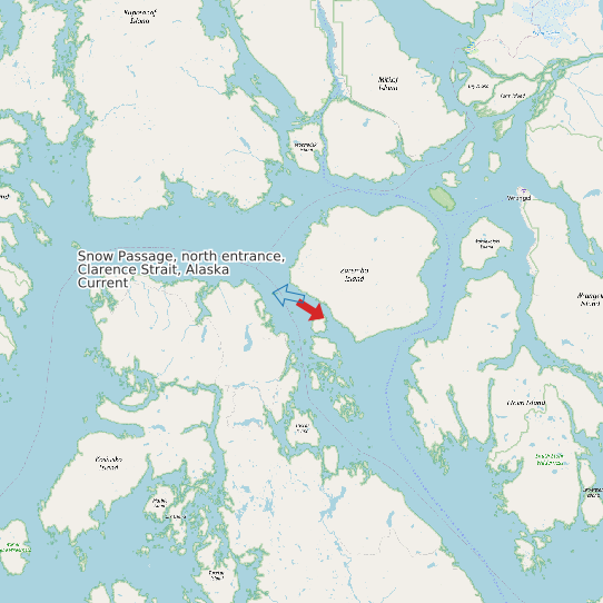 Snow Passage, north entrance, Clarence Strait, Alaska Current map