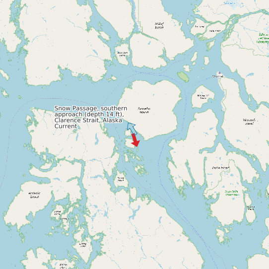 Snow Passage, southern approach (depth 14 ft), Clarence Strait, Alaska Current map