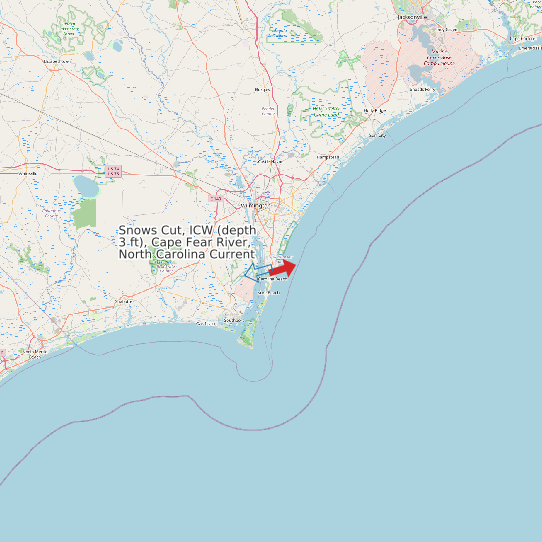 Map of Snows Cut, ICW (depth 3 ft), Cape Fear River, North Carolina Current Prediction Station