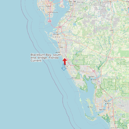 Blackburn Bay, south end, bridge, Florida Current map
