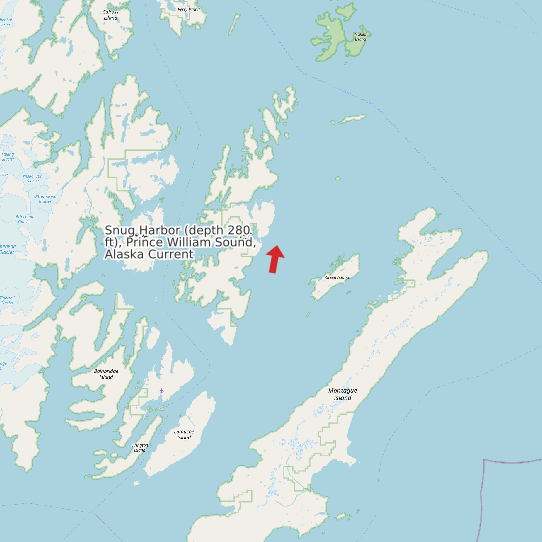 Snug Harbor (depth 280 ft), Prince William Sound, Alaska Current map