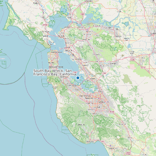 Map of South Bay Wreck, San Francisco Bay, California Tide Prediction Station