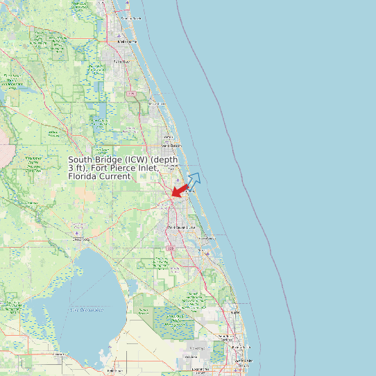 South Bridge (ICW) (depth 3 ft), Fort Pierce Inlet, Florida Current map