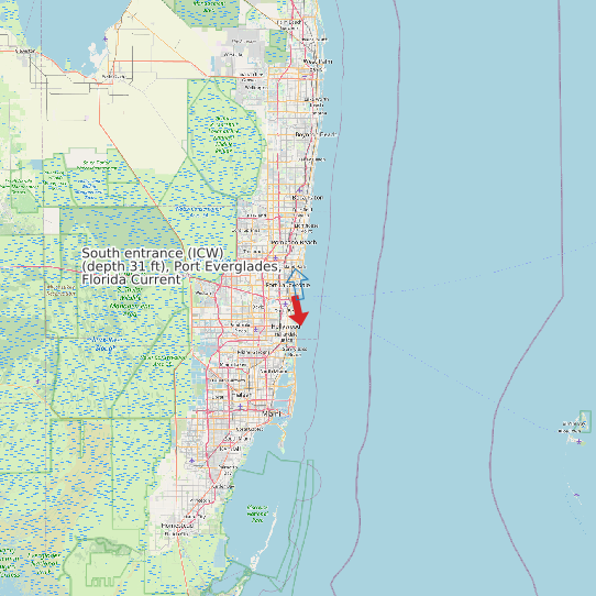 South entrance (ICW) (depth 31 ft), Port Everglades, Florida Current map