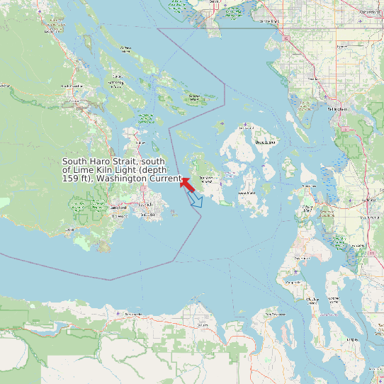 South Haro Strait, south of Lime Kiln Light (depth 159 ft), Washington Current map