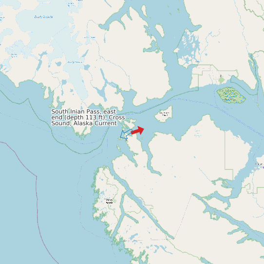 South Inian Pass, east end (depth 113 ft), Cross Sound, Alaska Current map