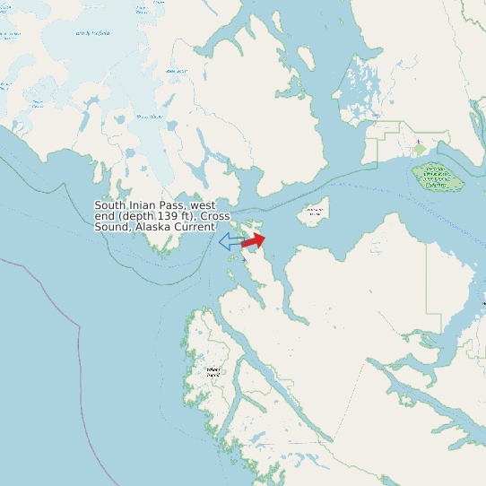 South Inian Pass, west end (depth 139 ft), Cross Sound, Alaska Current map