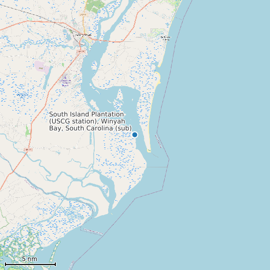 Map of South Island Plantation (USCG station), Winyah Bay, South Carolina (sub) Tide Prediction Station