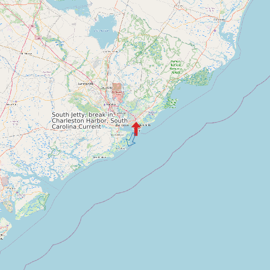 South Jetty, break in, Charleston Harbor, South Carolina Current map
