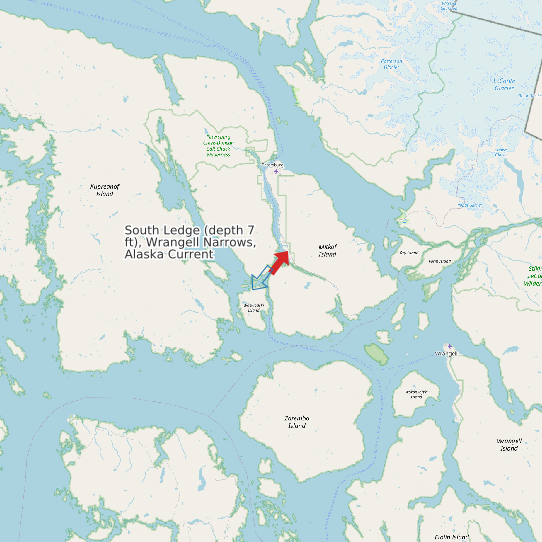 South Ledge (depth 7 ft), Wrangell Narrows, Alaska Current map