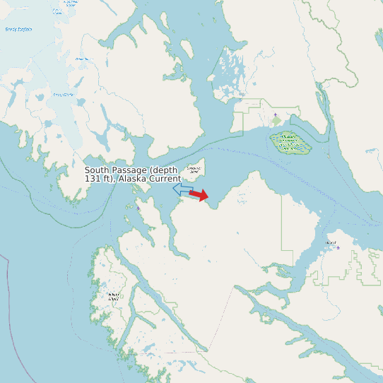 South Passage (depth 131 ft), Alaska Current map