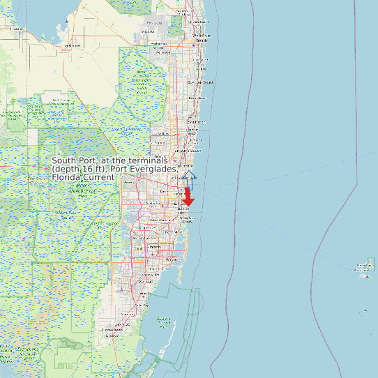 South Port, at the terminals (depth 16 ft), Port Everglades, Florida Current map