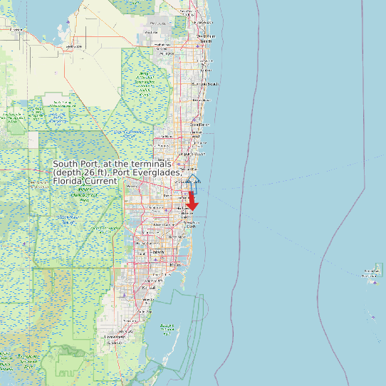 Map of South Port, at the terminals (depth 26 ft), Port Everglades, Florida Current Prediction Station