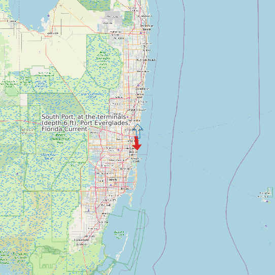 Map of South Port, at the terminals (depth 6 ft), Port Everglades, Florida Current Prediction Station