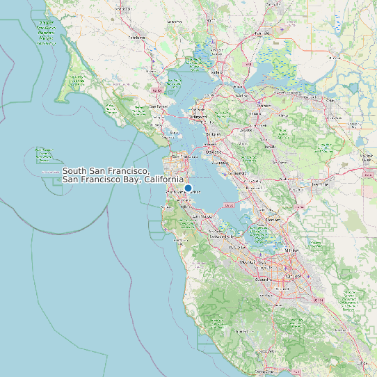 Map of South San Francisco, San Francisco Bay, California Tide Prediction Station