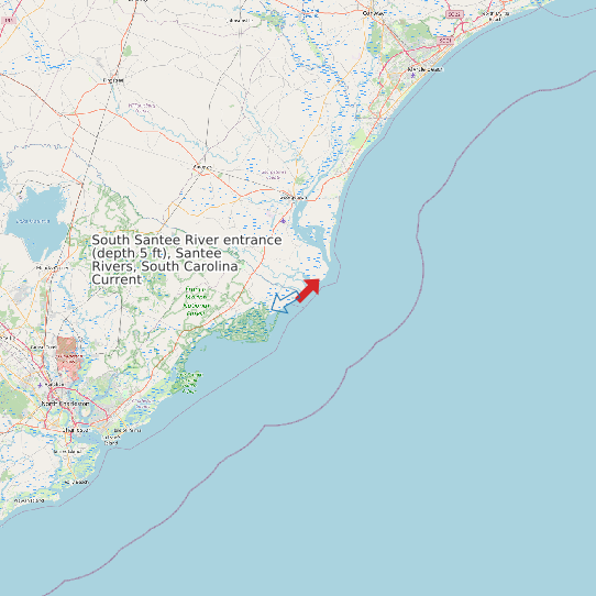 Map of South Santee River entrance (depth 5 ft), Santee Rivers, South Carolina Current Prediction Station
