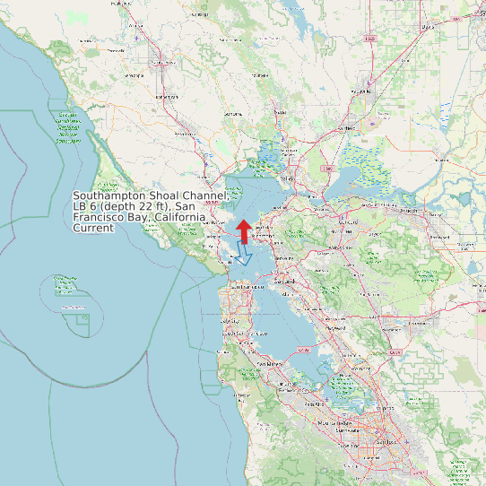 Southampton Shoal Channel, LB 6 (depth 22 ft), San Francisco Bay, California Current map
