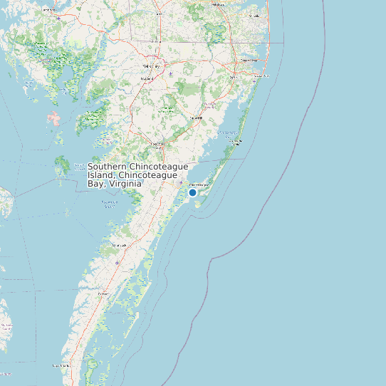 Map of Southern Chincoteague Island, Chincoteague Bay, Virginia Tide Prediction Station