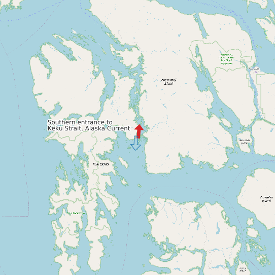 Southern entrance to Keku Strait, Alaska Current map