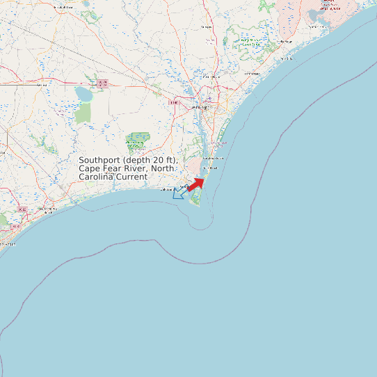 Southport (depth 20 ft), Cape Fear River, North Carolina Current map