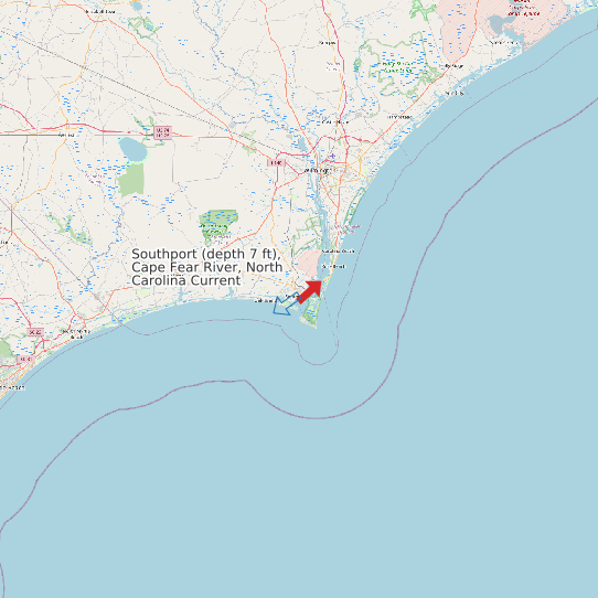Southport (depth 7 ft), Cape Fear River, North Carolina Current map