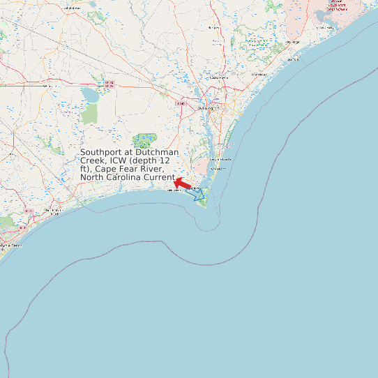 Map of Southport at Dutchman Creek, ICW (depth 12 ft), Cape Fear River, North Carolina Current Prediction Station