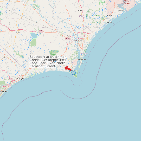 Southport at Dutchman Creek, ICW (depth 4 ft), Cape Fear River, North Carolina Current map