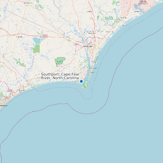 Map of Southport, Cape Fear River, North Carolina Tide Prediction Station