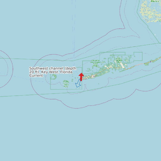 Southwest channel (depth 20 ft), Key West, Florida Current map